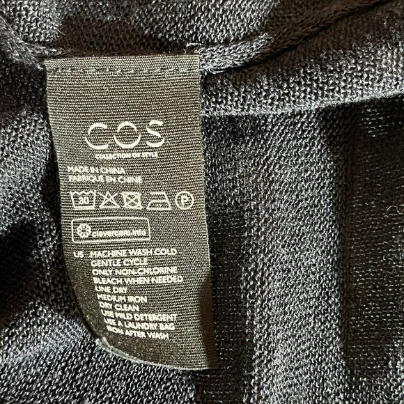 COS Sweater Womens Medium Navy Blue Knit Linen Silk Blend Short Sleeve Pullover - Picture 10 of 13